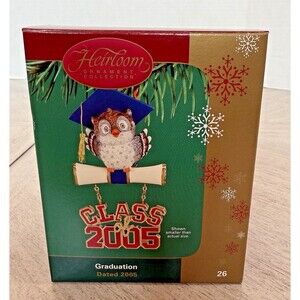 Carlton Cards Heirloom Owl Graduation Ornament Class of 2005 New in a Box